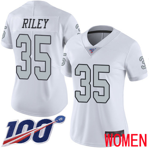 Oakland Raiders Limited White Women Curtis Riley Jersey NFL Football #35 100th Season Rush Vapor Jersey->youth nfl jersey->Youth Jersey